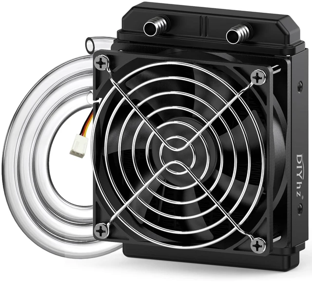 Main image of DIYhz Water Cooling Computer Radiator, 8 Pipe Aluminum Heat Exchanger Liquid Cooling Radiator Fans - 80mm Radiator for CPU PC Laser Water Cool System DC12V Black