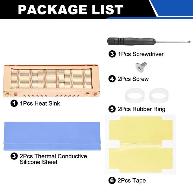 Alt view image 3 of 5 - Nexarelle M.2 2280 SSD Heatsink Cooler Copper Hard Drive Heatsink Radiator