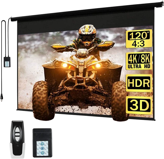 Main image of Kayle 120 Inch Motorized Projector Screen w/Wireless Remote, Black, 4:3