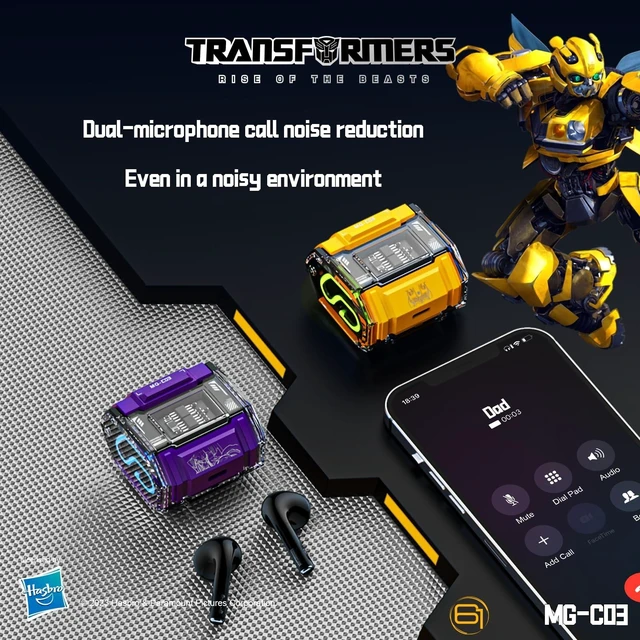Alt view image 3 of 5 - Transformers MG-C03 Bluetooth TWS Wireless Earbuds HiFi Sound, Low Latency Gaming & Music Dual Mode Headset, Noise Cancelling, Touch Control, Long Battery Life & Charging Case (Yellow - Bumble