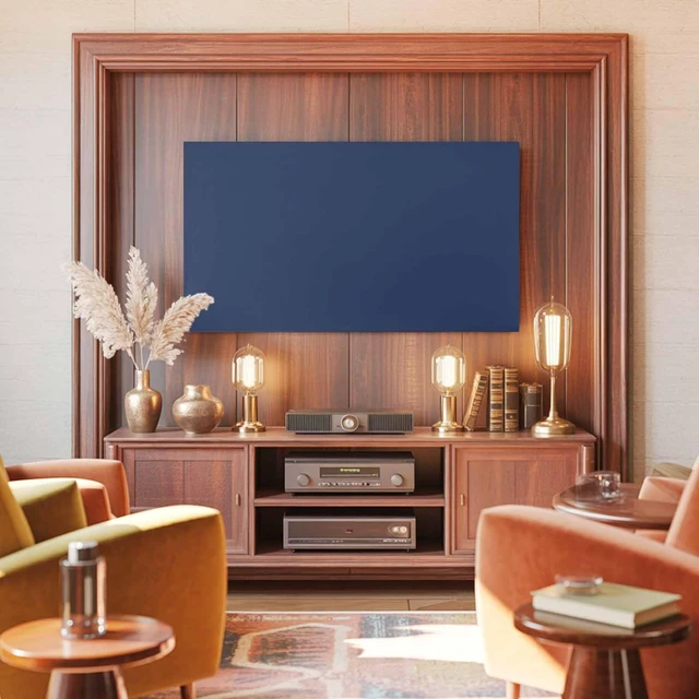 Alt view image 3 of 5 - Ueplerts Indoor Elastic TV Cover, Navy Blue Dust Proof TV Screen Slipcover Protection, Modern Pure Navy Blue Stretch Waterproof Monitor Fitted 55" TV Covers for Inside
