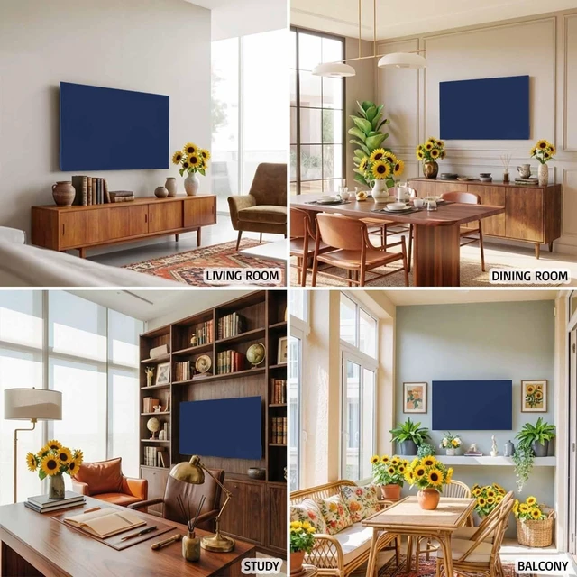 Alt view image 5 of 5 - Ueplerts Indoor Elastic TV Cover, Navy Blue Dust Proof TV Screen Slipcover Protection, Modern Pure Navy Blue Stretch Waterproof Monitor Fitted 55" TV Covers for Inside