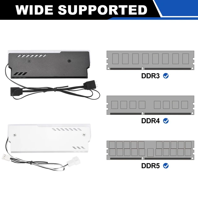 Alt view image 5 of 5 - Nexarelle 2Pcs DDR3/DDR4/DDR5 Memory RAM Cooler Heatsink 12V/Fan 3Pin