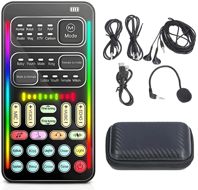 Main image of I9 Voice Changer Set, Portable Sound Card with 8 Sound Effects, Portable USB Charging for Game Anchor Recording, Surprise Friends, 187G (English Version)
