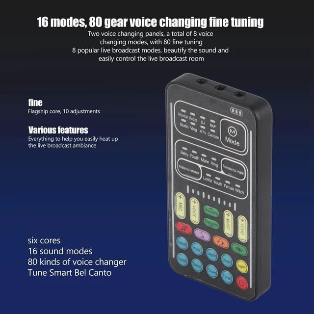Alt view image 2 of 5 - I9 Voice Changer Set, Portable Sound Card with 8 Sound Effects, Portable USB Charging for Game Anchor Recording, Surprise Friends, 187G (English Version)