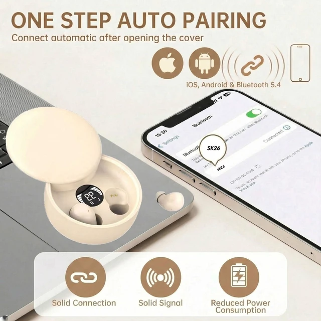Alt view image 2 of 5 - Invisible Sleep Earbuds, Mini Wireless Bluetooth Earbuds for Side Sleepers, Ultra-Light Ergonomic Design, Smart Touch Control, Auto Pairing, IPX5 Waterproof, Deep Bass Stereo HeadphonesDeep Whi