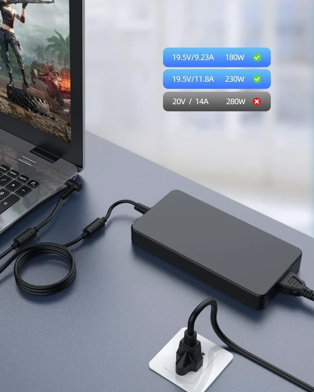 Alt view image 2 of 5 - 230W AC Charger Fit for Asus Rog Strix Scar Hero II GL504G GL504GW GL504 GL704G GL704GW GL704GM GL704GV GL703 GL703GS GL702VS GL504GM GL504GS GL504GV Laptop Power Adapter Supply Cord