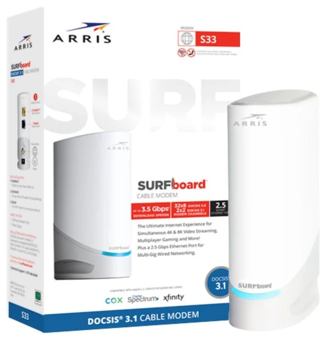 Main image of ARRIS Surfboard S33 DOCSIS 3.1 Multi-Gig Cable Modem ^^ Up to 2.5 Gbps