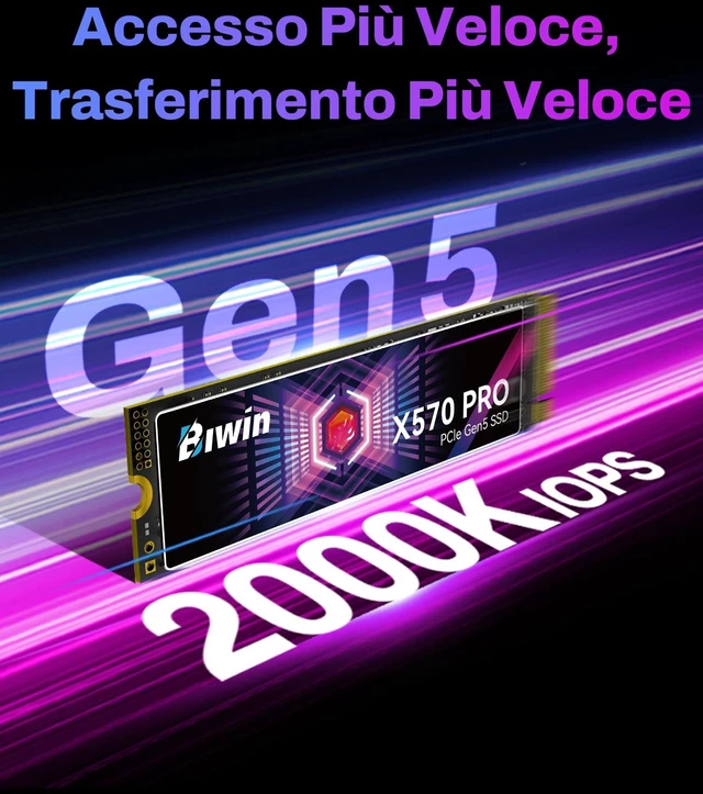 Alt view image 3 of 5 - BIWIN Black Opal X570 PRO 1TB SSD Gen54 Read Speed up to 14000MB/s, NVMe M.2 2280 PCIe Internal Gaming Solid State Drive with 6nm Controller for Laptop & Desktop