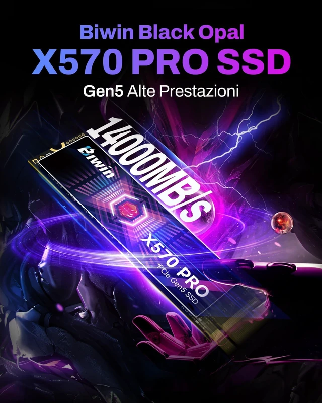 Alt view image 2 of 5 - BIWIN Black Opal X570 PRO 1TB SSD Gen54 Read Speed up to 14000MB/s, NVMe M.2 2280 PCIe Internal Gaming Solid State Drive with 6nm Controller for Laptop & Desktop