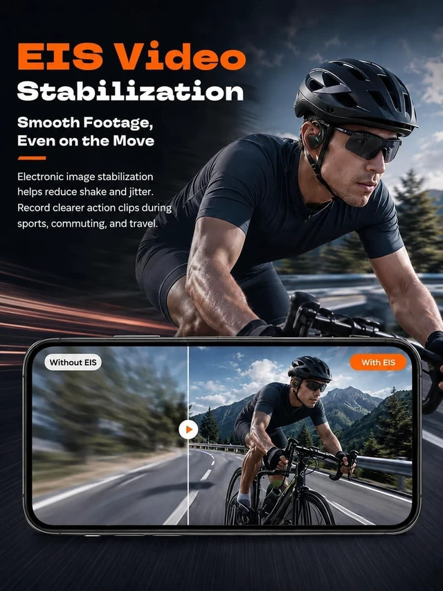 Alt view image 3 of 5 - E12 Bone Conduction Headphones with Camera, Open-Ear Bluetooth Earbuds