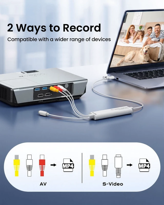 Alt view image 3 of 5 - VHS to Digital Converter, 3.3ft USB Video Capture Card USB-A/Type-C 2-in-1