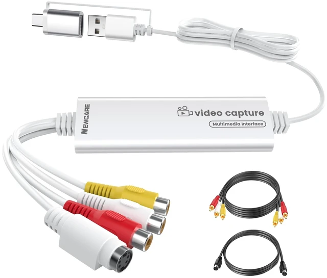 Main image of VHS to Digital Converter, 3.3ft USB Video Capture Card USB-A/Type-C 2-in-1
