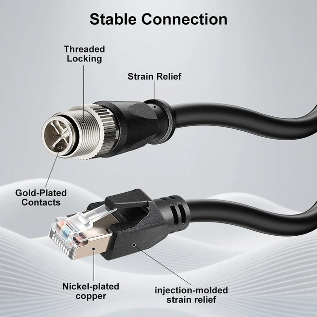 Alt view image 4 of 5 - Alvin's Cables M12 X-Code 8 Pin Male to RJ45 Ethernet Cable for Cognex Keyence Camera, High-Flex Cat6a Cable for Industrial Automation, Fieldbus Module, Robotics,25M/82ft