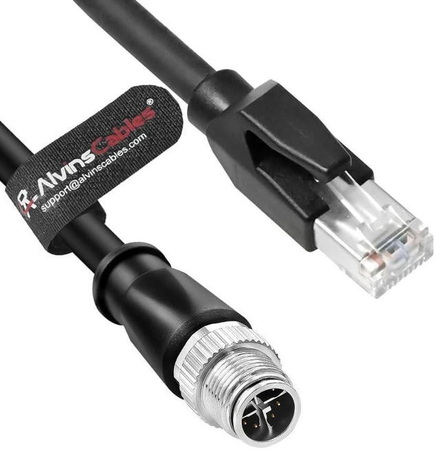 Main image of Alvin's Cables M12 X-Code 8 Pin Male to RJ45 Ethernet Cable for Cognex Keyence Camera, High-Flex Cat6a Cable for Industrial Automation, Fieldbus Module, Robotics,25M/82ft