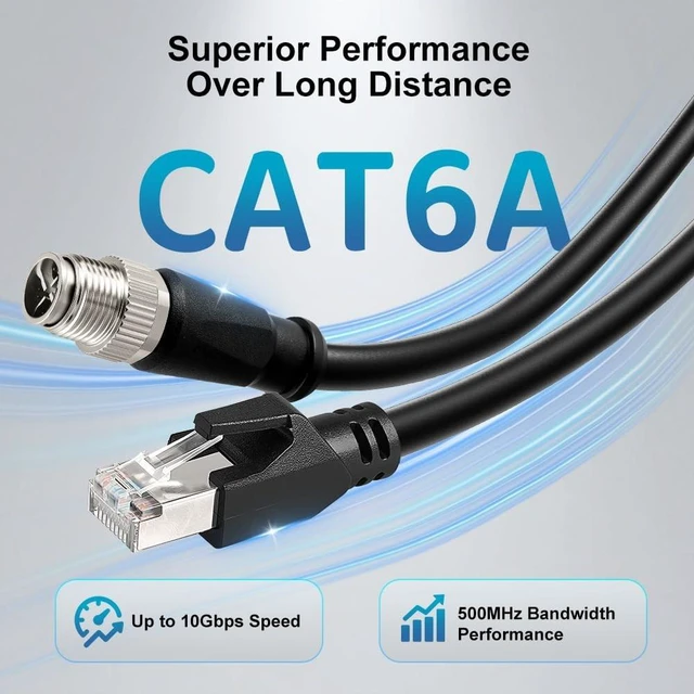 Alt view image 2 of 5 - Alvin's Cables M12 X-Code 8 Pin Male to RJ45 Ethernet Cable for Cognex Keyence Camera, High-Flex Cat6a Cable for Industrial Automation, Fieldbus Module, Robotics,25M/82ft