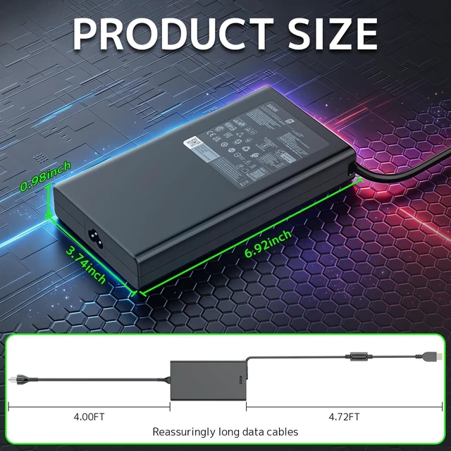 Alt view image 3 of 5 - New 300W GaN Slim Charger Fit for Lenovo Legion Pro 5 7 9i R9000P Y9000K