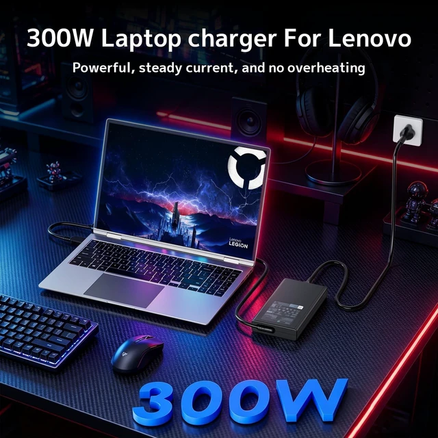 Alt view image 5 of 5 - New 300W GaN Slim Charger Fit for Lenovo Legion Pro 5 7 9i R9000P Y9000K