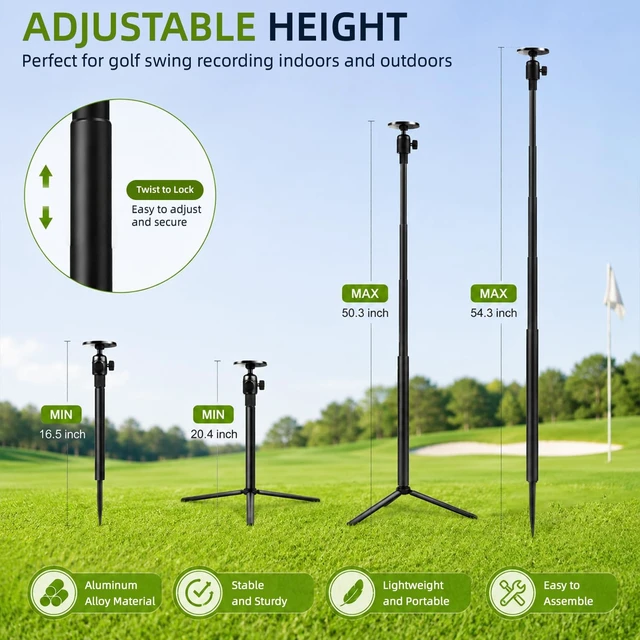 Alt view image 5 of 5 - Golf Phone Tripod, 19-54'' Magnetic Monopod Selfie Stick