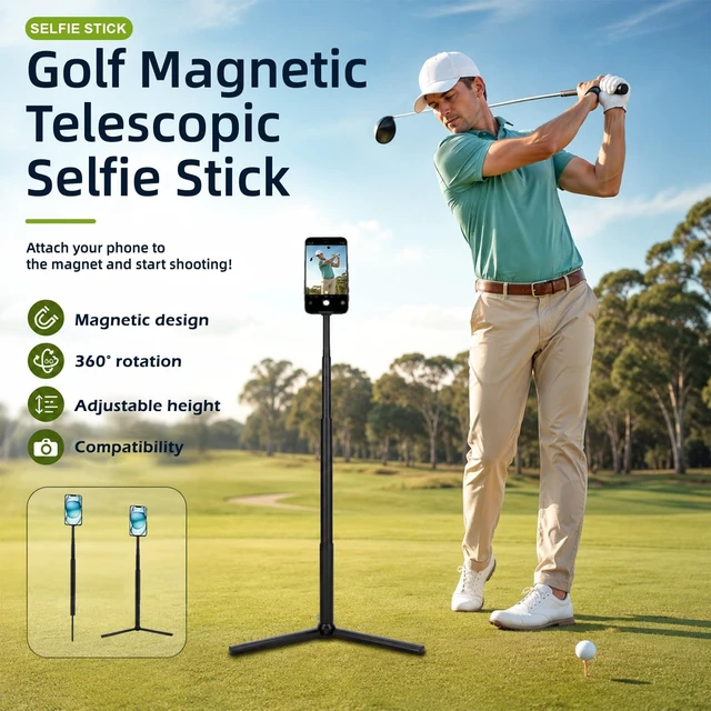 Alt view image 2 of 5 - Golf Phone Tripod, 19-54'' Magnetic Monopod Selfie Stick