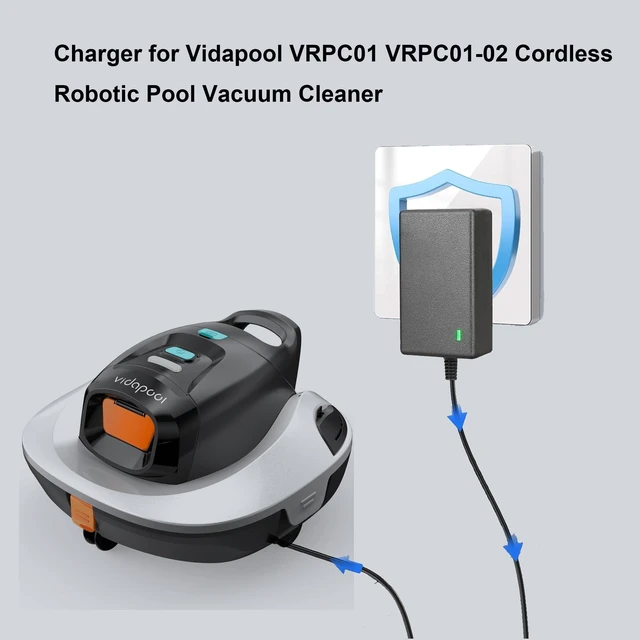 Alt view image 2 of 5 - Replacement Vidapool Charger AC DC Adapter Power Cord Compatible with Vidapool VRPC01 VRPC01-02 Cordless Robotic Pool Vacuum Cleaner Charger