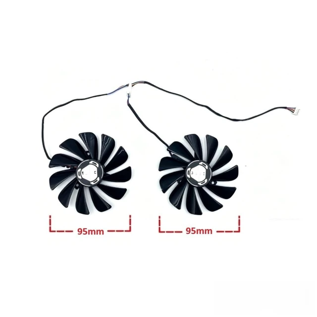 Alt view image 2 of 3 - AKUYAO 95mm 4PIN PWM GPU Cooling Fans FDC10U12S9-C Replacement for XFX RX 5600XT 5700 5700XT Thicc II Graphics Card (Dual Fans)