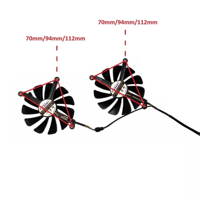 Alt view image 3 of 3 - AKUYAO 95mm 4PIN PWM GPU Cooling Fans FDC10U12S9-C Replacement for XFX RX 5600XT 5700 5700XT Thicc II Graphics Card (Dual Fans)