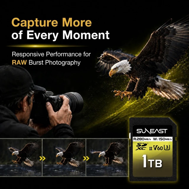 Alt view image 5 of 5 - SUNEAST 1TB SDXC UHS-II V60 U3 C10 Memory Card