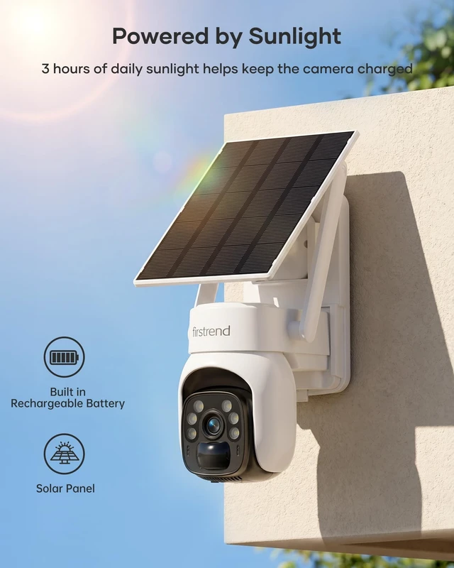 Alt view image 3 of 5 - firstrend Solar Security Cameras Outdoor, 360 Auto Tracking