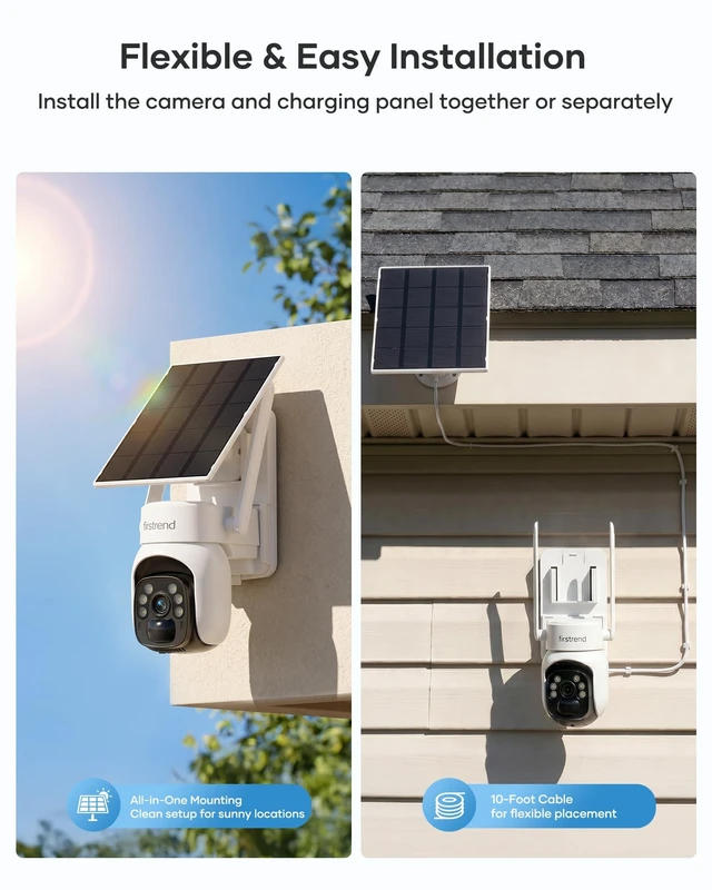 Alt view image 4 of 5 - firstrend Solar Security Cameras Outdoor, 360 Auto Tracking