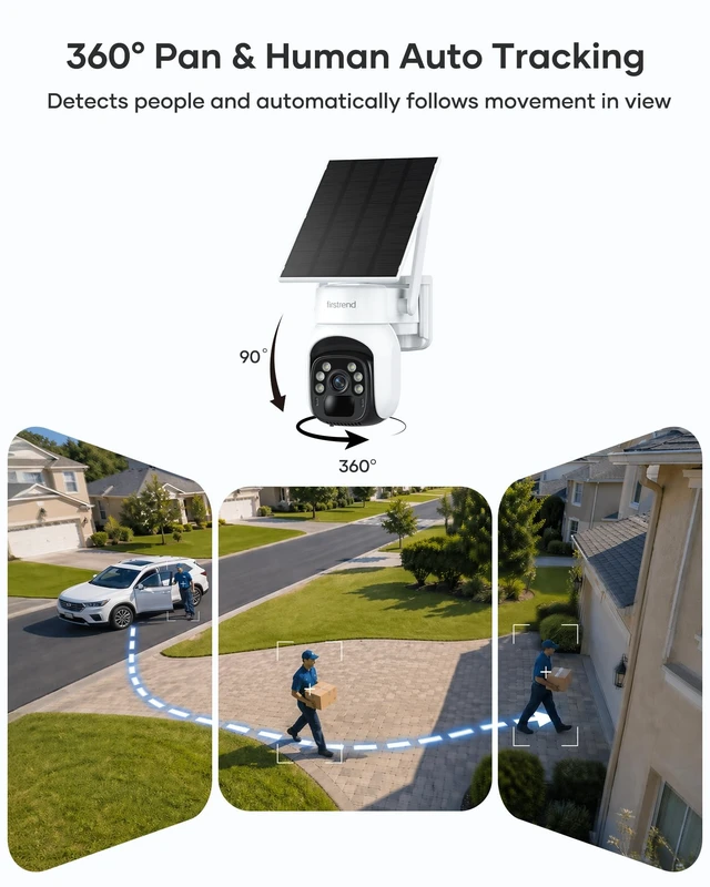 Alt view image 2 of 5 - firstrend Solar Security Cameras Outdoor, 360 Auto Tracking