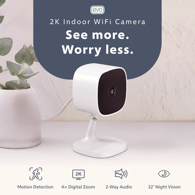 Alt view image 2 of 5 - Swann EVO 2K Indoor Wi-Fi Security Camera: 2K HD Video, Compact Plug-in, Sound/Motion/pet/Person Detection, Live View, Night Vision, 2-Way Talk & Siren, Baby Monitor, Local/Cloud Storage, Easy Setup