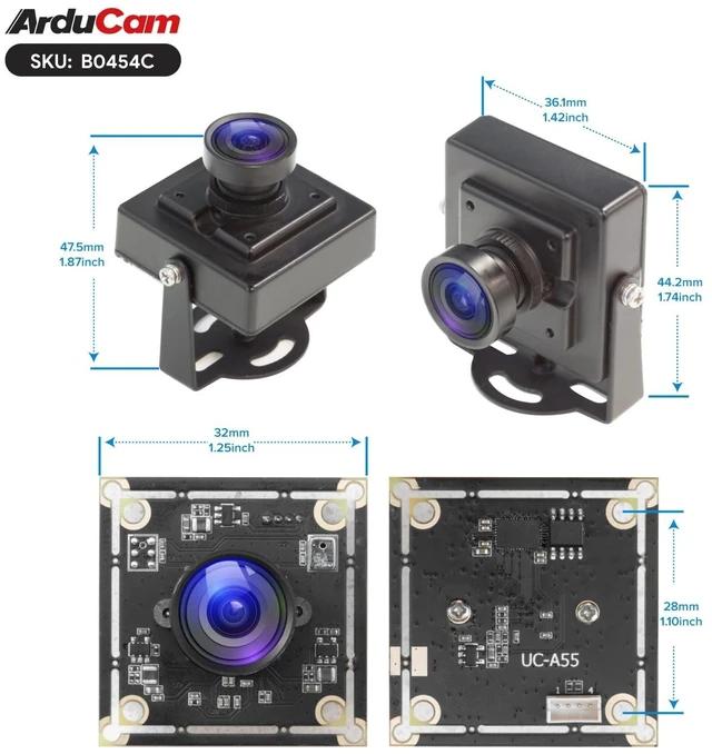 Alt view image 2 of 5 - Arducam OV5648 USB Camera Module, 5MP Webcam, 110(D) Wide Angle Manual Focus USB Camera for Windows, Linux, Android, and Mac OS