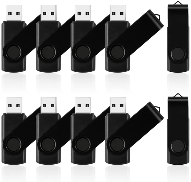 Main image of 10 Pack 2GB USB Flash Drive Black Swivel Bulk Thumb Drive USB Memory Sticks