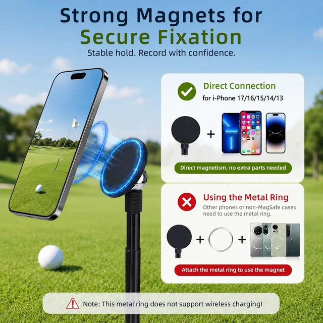 Alt view image 4 of 5 - Golf Phone Tripod, 19-54'' Magnetic Monopod Selfie Stick