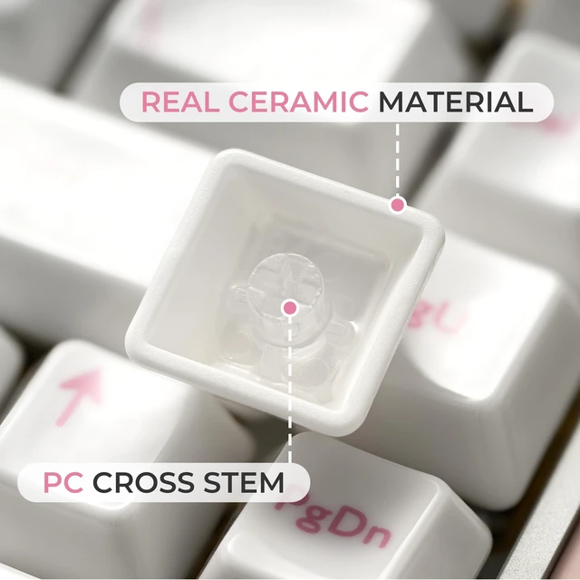 Alt view image 5 of 5 - XVX Genuine Ceramic Keycaps,120 Keys Crush Pink Cherry Profile Keycaps for MX Magnetic Switches Gaming Office Keyboard
