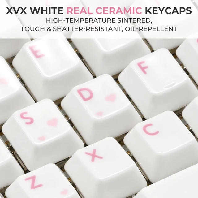 Alt view image 3 of 5 - XVX Genuine Ceramic Keycaps,120 Keys Crush Pink Cherry Profile Keycaps for MX Magnetic Switches Gaming Office Keyboard