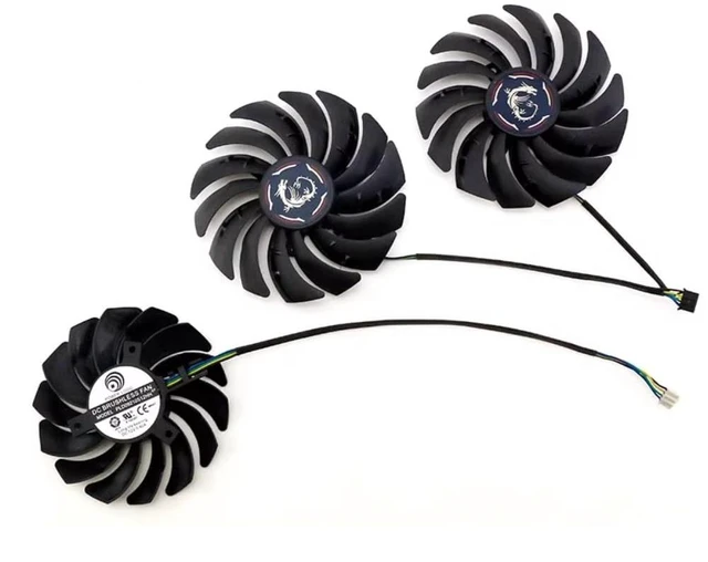 Alt view image 2 of 2 - AKUYAO Full Set 85mm 95mm 4PIN PWM GPU Cooling Fan PLD09210S12HH PLD10010S12HH for MSI RTX2070S 2080 2080S 2080Ti Gaming X/Z Trio Graphics Card Replacement Fans