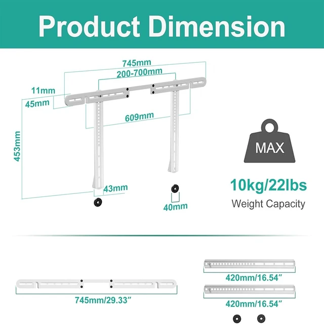 Alt view image 5 of 5 - WALI Sonos Arc TV Mount for Sonos Arc & Sonos Arc Ultra, (SON003T-W)