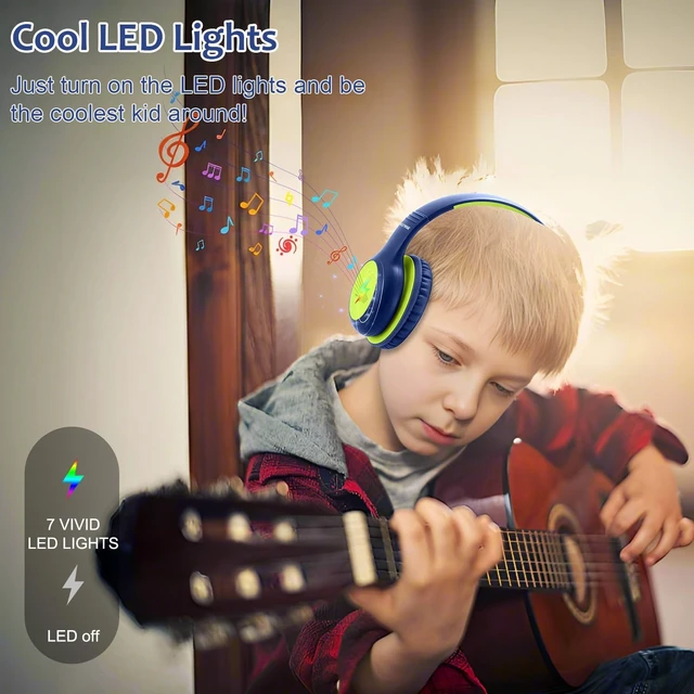 Alt view image 5 of 5 - Voopwink Kids Headphones Wired with Microphone, USB Type C Headphones for Kids Girls Boys with Cord/LED Lights/85/94dB Volume Limit, Portable Over Ear Headphones for School/Travel/Tablet/iPad