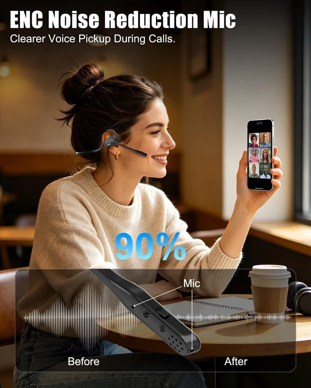 Alt view image 3 of 5 - ZGUKJ Open Ear Bluetooth Headset with Mic for Truckers Work Calls Running