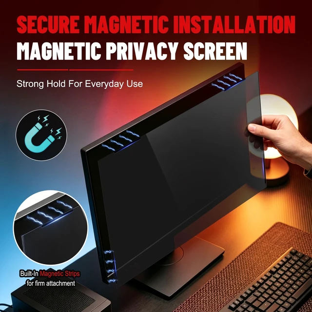 Alt view image 2 of 5 - 2-Pack 27 Inch Magnetic Computer Privacy Screen Filter (16:9 Aspect Ratio)