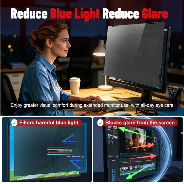Alt view image 4 of 5 - 2-Pack 27 Inch Magnetic Computer Privacy Screen Filter (16:9 Aspect Ratio)