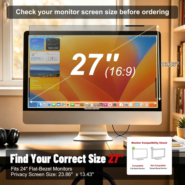 Alt view image 5 of 5 - 2-Pack 27 Inch Magnetic Computer Privacy Screen Filter (16:9 Aspect Ratio)