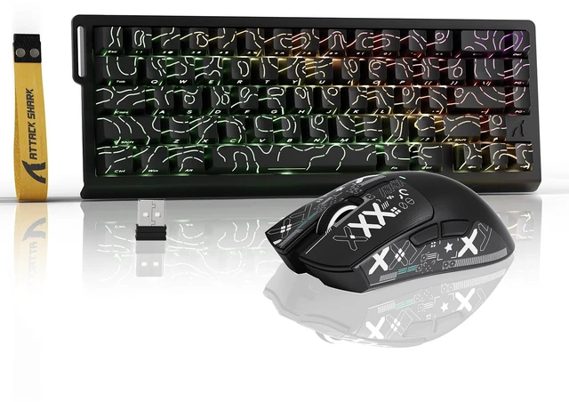 Main image of ATTACK SHARK X68HE PRO Rapid Trigger Wireless Gaming Keyboard and X11 Mouse, 8K Polling Rate,Hall Effect Magnetic Switch Keyboard, Tri-Mode Mouse with Magnetic Charging Dock, 22000 DPI for PC M