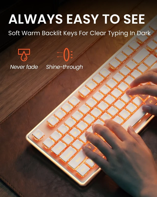 Alt view image 3 of 5 - Wireless Keyboard and Mouse Combo with Warm Backlit, Rechargeable-Rose Gold