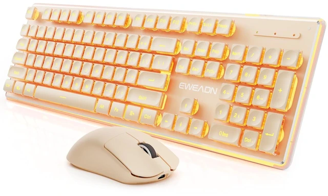 Main image of Wireless Keyboard and Mouse Combo with Warm Backlit, Rechargeable-Rose Gold