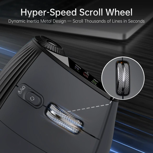 Alt view image 5 of 5 - Taimousetvs Ergonomic Wireless Mouse, Bluetooth Vertical Silent Mouse with LED Screen and Knob Control, Rechargeable, 4800 DPI, Hyper-Fast Scrolling, 3 Multi-Device Connections, for PC and Mac