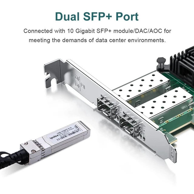 Alt view image 3 of 5 - 10Gb PCI-E Network Card NIC Compatible for Intel X520-DA2(Intel E10G42BTDA), Dual SFP+ Port, with 82599EN Controller, 10G PCI Express Adapter Support Windows, Linux, Vmware, 2 Pack