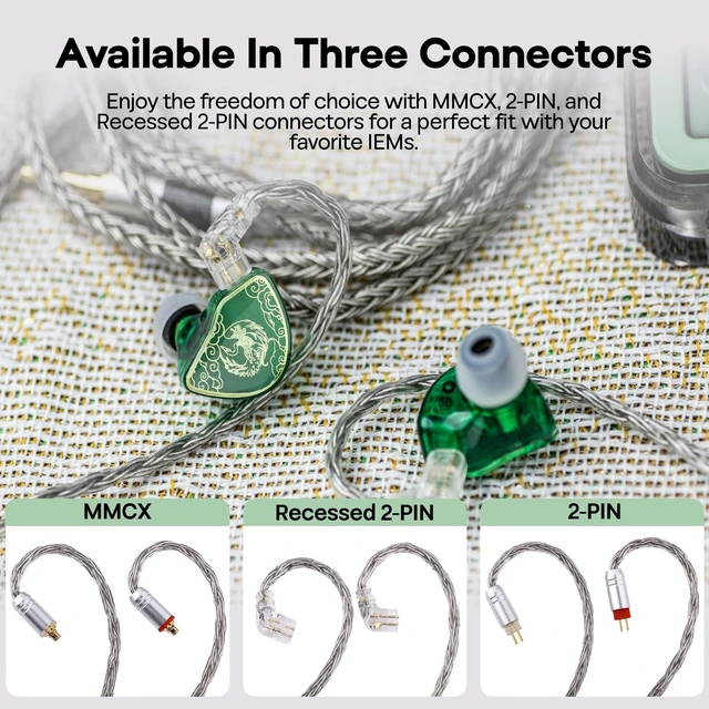 Alt view image 4 of 5 - Tripowin Zonie 2M 16-Core SPC IEM Replacement Cable with 3.5mm Jack